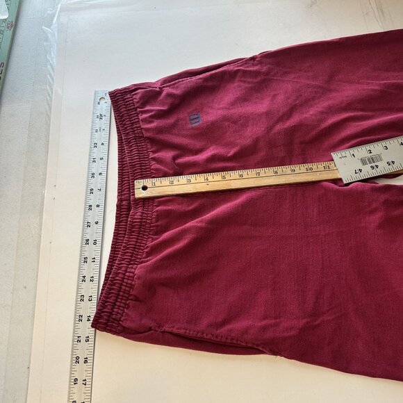 Vtg Wilson Mens Sweatpants Joggers Burgundy Cotton Medium Draw String 80s - Picture 6 of 9